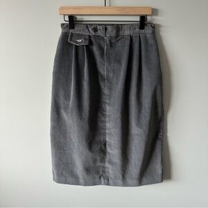 Vintage Wide Corduroy Gray A Line Skirt MALLARD DUCK  Size 14 by MH Selections